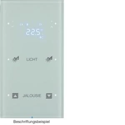 KNX SYSTEM R.3 2-cestný dotykový senzor s regulátorem teploty, konfigurovatelný, bílé sklo