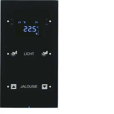 KNX SYSTEM R.3 2-fold touch sensor with temperature regulator configurable glass black