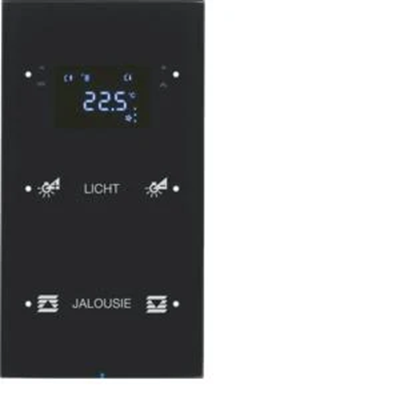 KNX SYSTEM R.3 2-fold touch sensor with temperature regulator configurable glass black