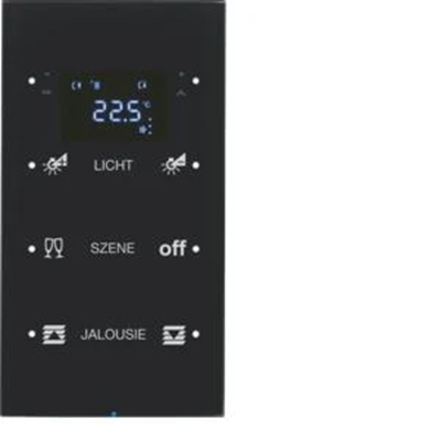 KNX SYSTEM R.3 3-fach Tastsensor mit Temperaturregler konfigurierbar Glas schwarz