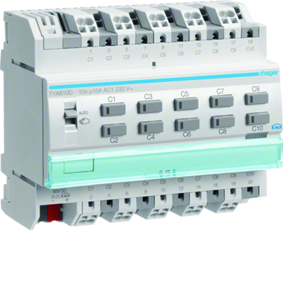KNX Wyjście binarne 10-krotne 16A C-load 6-modułowe
