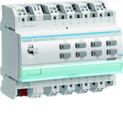 KNX Wyjście binarne 8-krotne 10A 6-modułowe