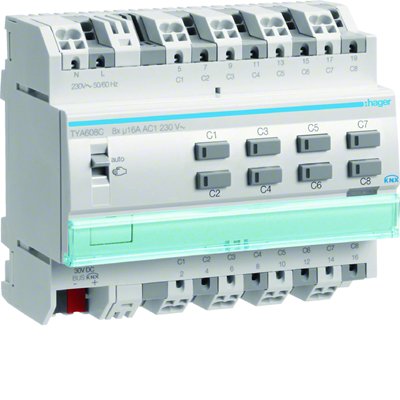 KNX Wyjście binarne 8-krotne 16A 6-modułowe