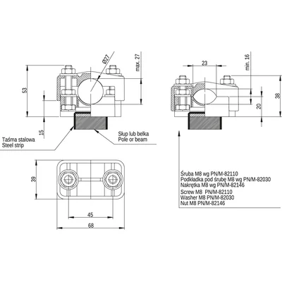 KO27T Stromkabelhalter schwarz