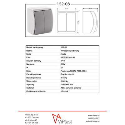 KOALA Bougeoir connecteur n/t IP44 gris/graphite