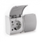 KOALA Double socket (2x2P+E) schuko n/t IP44 gray with a flap graphite