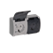 KOALA Double socket (2x2P+E) schuko n/t IP44 gray with smoke flap