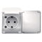 KOALA Double socket (2x2P+E) schuko n/t IP44 white with a white flap