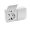 KOALA Double socket (2x2P+E) schuko n/t IP44 white with a white flap