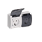 KOALA Double socket (2x2P+E) schuko n/t IP44 white with smoke flap