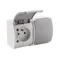 KOALA Double socket outlet with earthing 2x2P+E surface-mounted IP44 gray with graphite flap