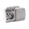 KOALA Double socket outlet with grounding (2x2P+E) n/t IP44 gray with a flap gray