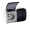 KOALA Double socket with earthing (2x2P+E) n/t IP44 gray with smoke flap