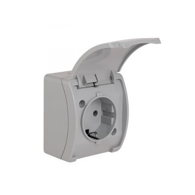 KOALA Presa singola (2P+Z) schuko n/t IP44 frassino con ribalta frassino