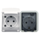 KOALA Prise double (2x2P+T) schuko n/t IP44 blanc avec clapet anti-fumée