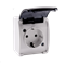 KOALA Prise simple (2P+T) schuko n/t IP44 blanc avec clapet anti-fumée