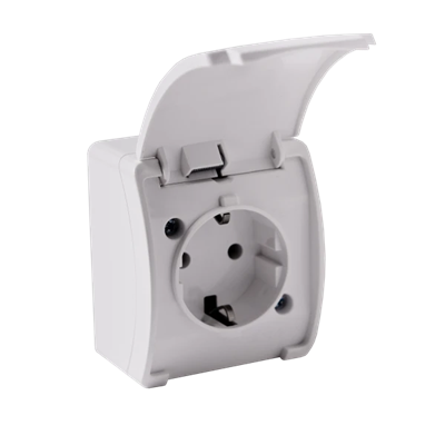 KOALA Prise simple (2P+T) schuko n/t IP44 blanc avec un volet blanc