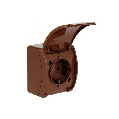 KOALA Single socket (2P+E) schuko n/t IP44 brown with a flap brown