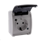 KOALA Single socket (2P+E) schuko n/t IP44 gray with smoke flap