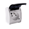 KOALA Single socket outlet with earthing 2P+E surface mounted IP44 white with smoke flap