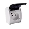 KOALA Single socket outlet with earthing 2P+E surface mounted IP44 white with smoke flap