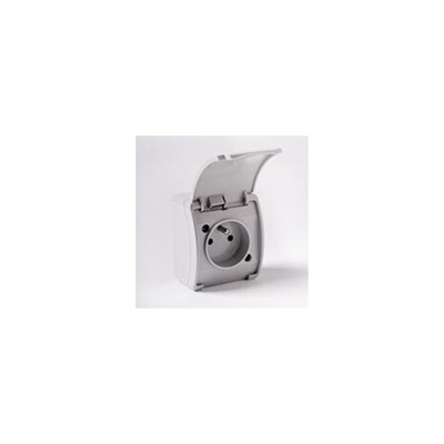 KOALA Single socket-outlet with grounding (2P+E) n/t IP44 gray with a flap gray