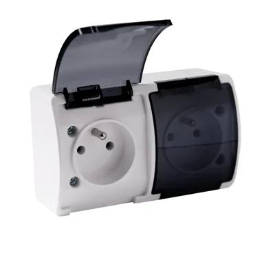 KOALA Surface-mounted double splash-proof socket with a smoke flap