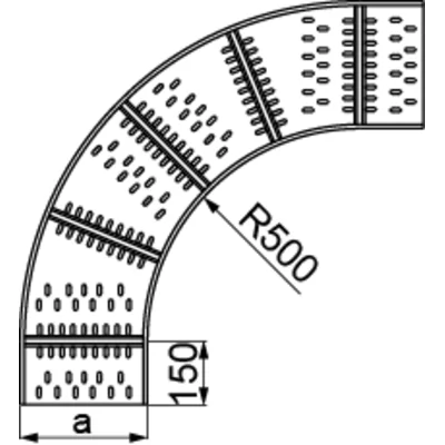 Kolanko ocynkowane 90st szerokość 400mm wysokość 160mm