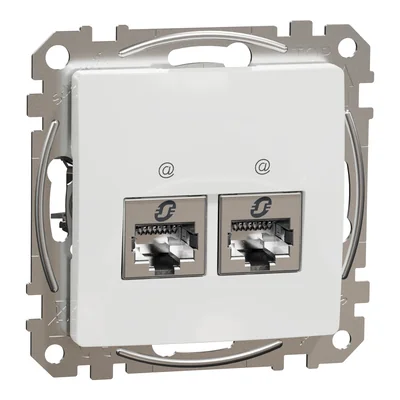 Комп'ютерна розетка 2xRJ45 cat.5e STP, Sedna Design & Elements, біла