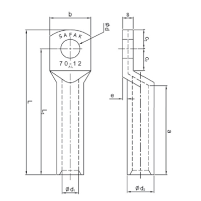 Końcówka oczkowa rurowa aluminiowa 240mm² na śrubę M12