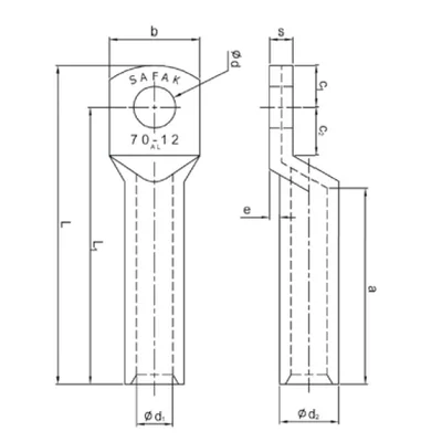 Końcówka oczkowa rurowa aluminiowa 95mm² na śrubę M10 10 szt.