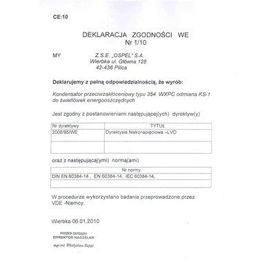 Kondensator do świetlówek energooszczędnych