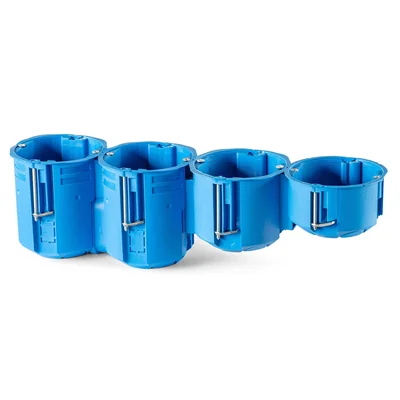 Коробка врізна 60мм надглибока самозатухаюча 80мм з'єднується з'єднувачем KG71 синій