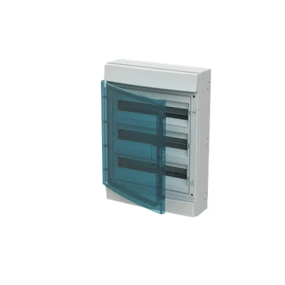 Корпус 65P18X32A сірого кольору, 54M, IP65, 125A, клас II, 600x430x155 мм (ВxШxГ) | DIN-рейки | прозорі дверцята | гвинт N+PE
