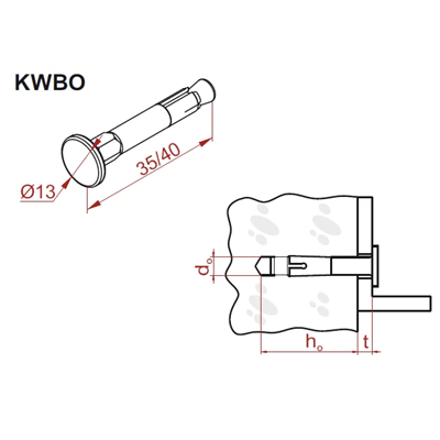 Kotwa gwoździowa, KWBO6x35