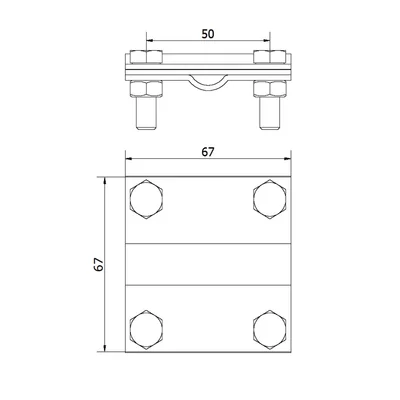 Kreuzverbinder mit 4 Löchern und 3 Platten; B bis 40 mm /IN/