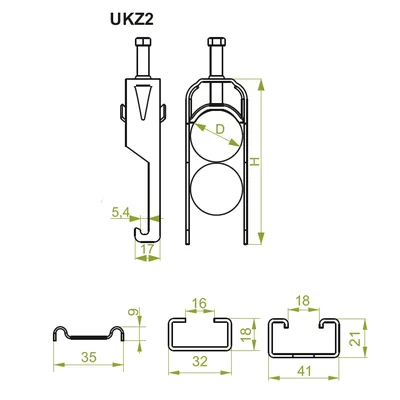 Кріплення кабеля гачок UKZ2/28-34