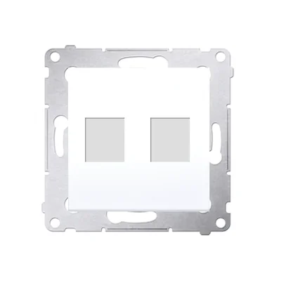 Kryt pro telekomunikační zásuvky Keystone, plochý, dvojitý (modulový), bílý