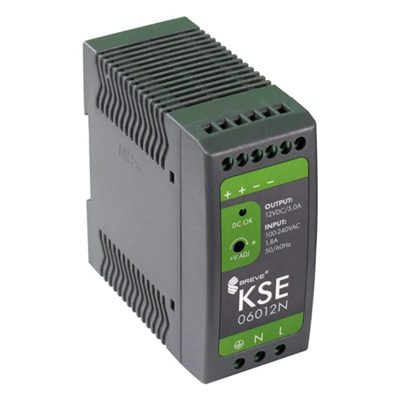 KSE 06012P 230/12VDC 5.0A stabilized switching power supply with protection and voltage regulation IP20 TH-35