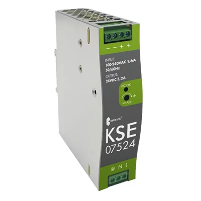 KSE 07524M 230/24VDC 3.2A stabilized switching power supply with protection and voltage regulation IP20 TH-35