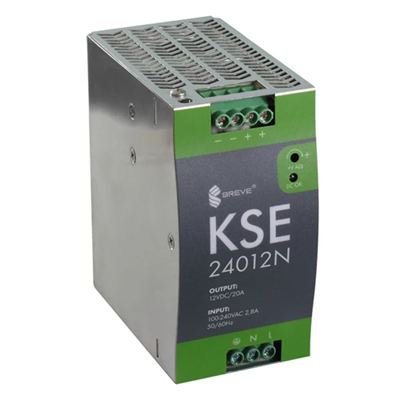 KSE 24012M 230/12VDC 20A stabilized switching power supply with protection and voltage regulation IP20 TH-35