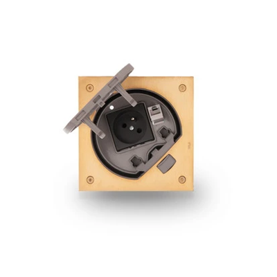 KSE IP66 Wkład puszki podłogowej z gniazdem, z uziemieniem i RJ45 kat.5e, mosiądz