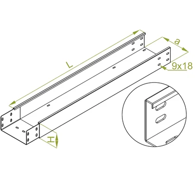 KZLWP600H100/3 Verstärktes U-Profil mit angeschweißtem Verbinder, Blechdicke - 1,50 mm