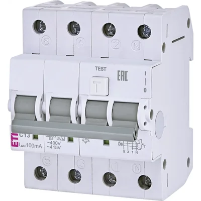 KZS-4M 3p+N A C13/0.1 Differential circuit breaker with overcurrent protection