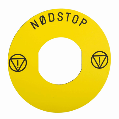 Label for emergency stop button Ø60 yellow NØDSTØ P"