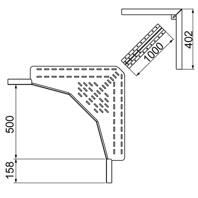 Łącznik dostawny koryt ocynkowany wysokość 160mm