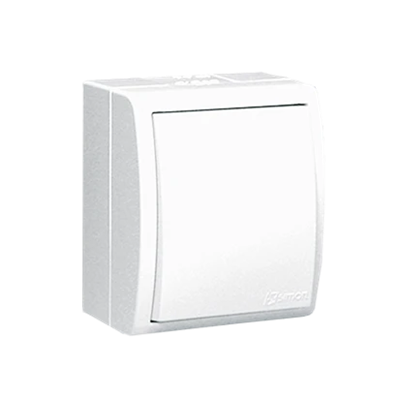 Łącznik jednobiegunowy bryzgoszczelny IP54, 10A, 250V, zaciski śrubowe, biały
