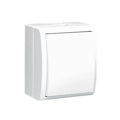 Łącznik jednobiegunowy bryzgoszczelny IP54, 10A, 250V, zaciski śrubowe, biały