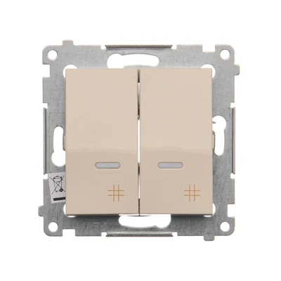 Łącznik krzyżowy podwójny z podświetleniem (moduł) 250 V, krem