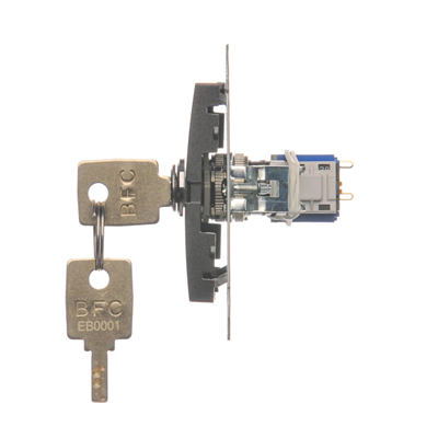 Łącznik na kluczyk jednobiegunowy (moduł) 2 pozycyjny 0-I styk N/O 5 A 230V antracyt (metalik)